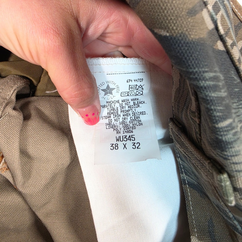 Vintage Carhartt Camo Pants Mens 38x32 Mossy Oak Bottomland USA Hunting RARE - Picture 4 of 16